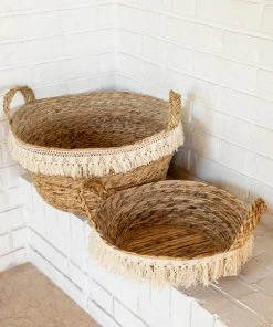 Natural Life Macrame Fringe Basket 20 Natural Life Macrame Fringe Basket