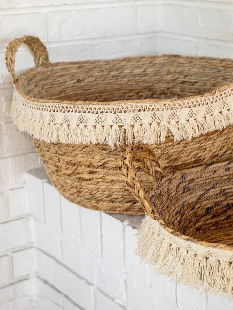 Natural Life Macrame Fringe Basket 6 Natural Life Macrame Fringe Basket