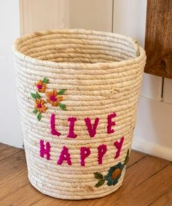 Natural Life Back To Campus Hand Embroidered Basket
