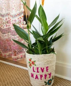 Natural Life Back To Campus Hand Embroidered Basket