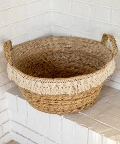Natural Life Macrame Fringe Basket 18 Natural Life Macrame Fringe Basket