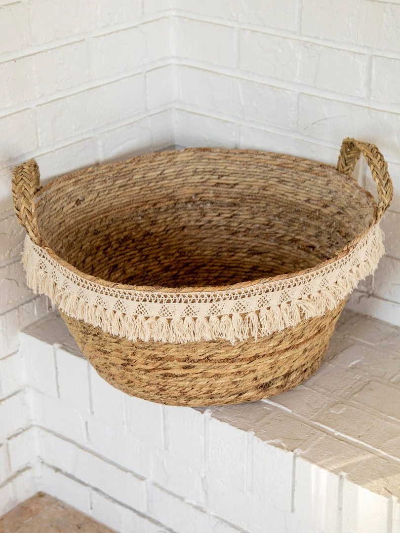 Natural Life Macrame Fringe Basket 9 Natural Life Macrame Fringe Basket