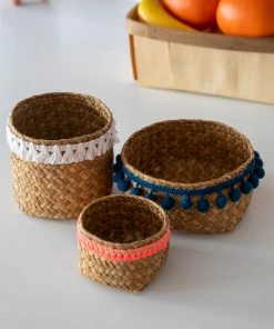 Natural Life Back To Campus Set Of 3 Small Woven Baskets
