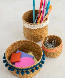 Natural Life Back To Campus Set Of 3 Small Woven Baskets