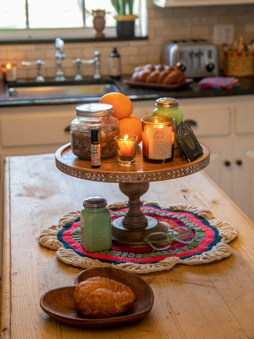 Natural Life Carved Wooden Cake Stand HOME & LIVING 4 Natural Life Carved Wooden Cake Stand HOME & LIVING