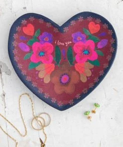 Natural Life Folk Flower Wood Trinket Dish NEW & TRENDING