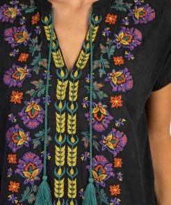 Natural Life Embroidered Tassel Top SUMMER SHOP