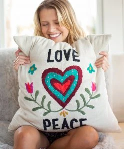 Natural Life Hand Embroidered Pillow NEW & TRENDING