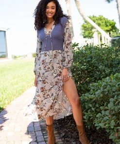 Natural Life CLOTHES Rowan Side Slit Midi Dress