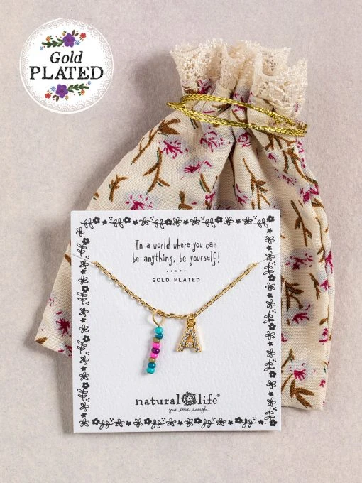Natural Life Initial Charm Necklace Best Selling Gifts