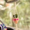 Natural Life Macrame Faux Succulent Car Charm