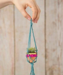 Natural Life Macrame Faux Succulent Car Charm 11 Natural Life Macrame Faux Succulent Car Charm