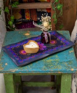 Natural Life HOME & LIVING Folk Flower Wood Platter