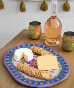 Natural Life HOME & LIVING Folk Flower Wood Platter