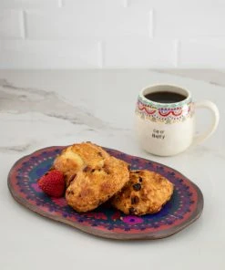 Natural Life HOME & LIVING Folk Flower Wood Platter