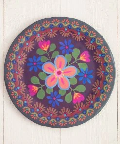 Natural Life HOME & LIVING Folk Flower Wood Platter