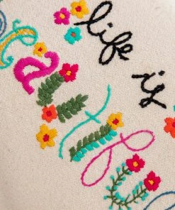 Natural Life Hand Embroidered Pillow NEW & TRENDING
