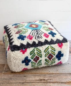 Natural Life Shaggy Wool Pouf