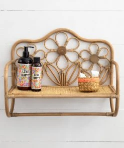 Natural Life Floral Rattan Wall Shelf 8 Natural Life Floral Rattan Wall Shelf