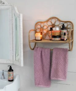 Natural Life Floral Rattan Wall Shelf