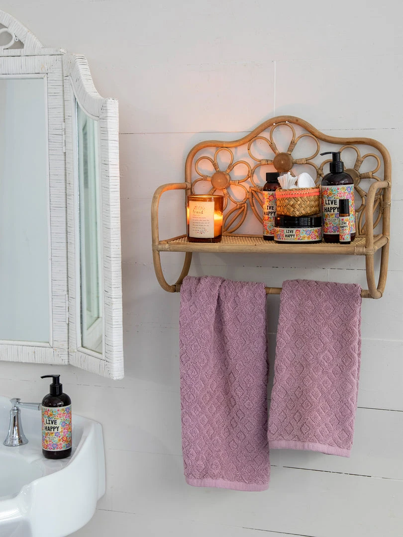 Natural Life Floral Rattan Wall Shelf 4 Natural Life Floral Rattan Wall Shelf