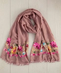 Natural Life Embroidered Pom Pom Scarf SUMMER SHOP