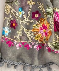 Natural Life Embroidered Pom Pom Scarf SUMMER SHOP