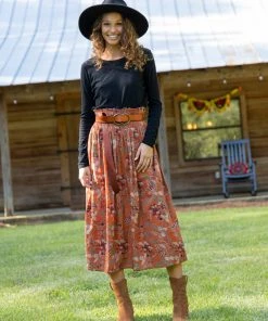 Natural Life Meadow Smocked Midi Skirt