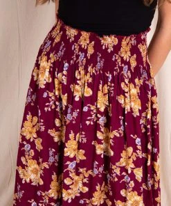 Natural Life Meadow Smocked Midi Skirt