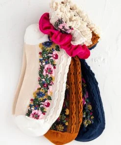 Natural Life Blossom Border Sock Set NEW & TRENDING