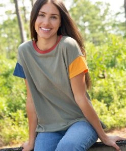 Natural Life Colorblock Boxy Crew Tee
