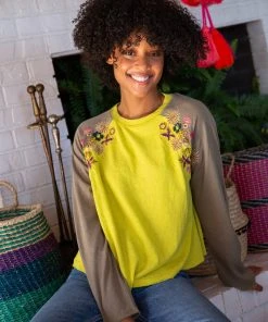 Natural Life Embroidered Raglan Top CLOTHES