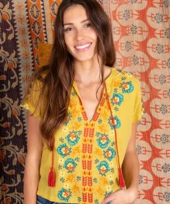 Natural Life Embroidered Tassel Top SUMMER SHOP