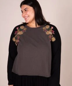 Natural Life Embroidered Raglan Top CLOTHES