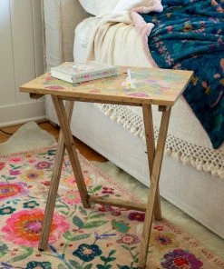 Natural Life Back To Campus Set Of 2 Wooden TV Tray Tables